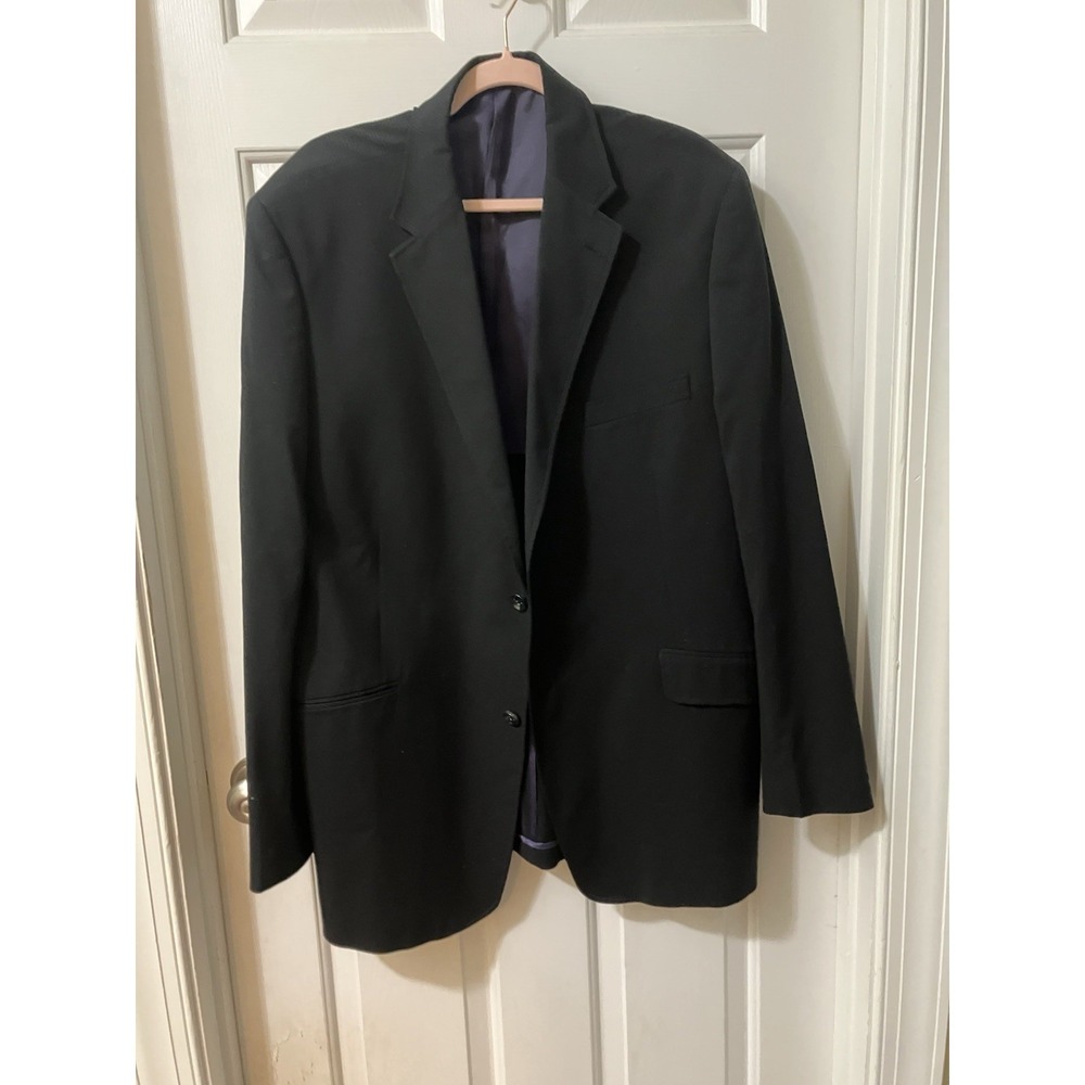 Men's Suit Sport Blazer XL Tall Black Cotton Career Jacket Work 2 Botton Closure
